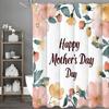Mother's Day Pink Floral Text Shower Curtain, Bathroom Decorative Shower Curtain, Waterproof Shower Curtain with Hooks