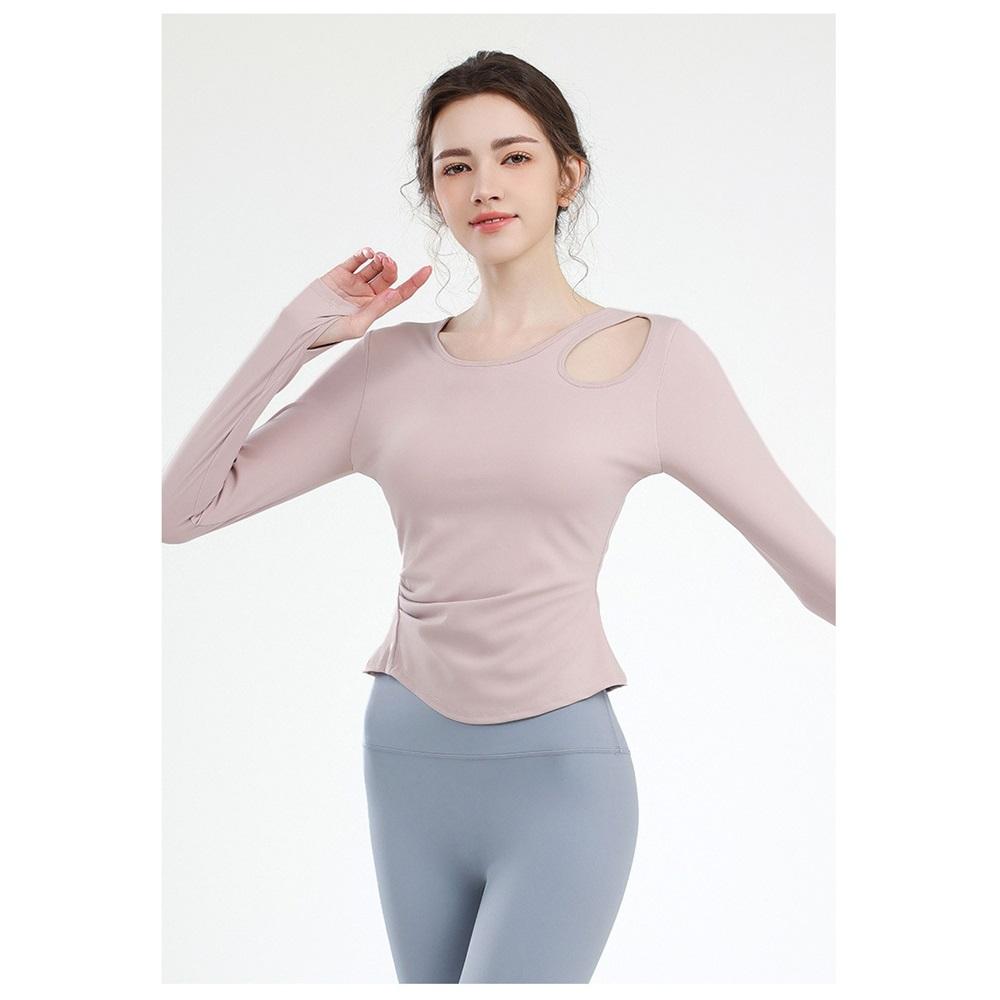 Yoga Wear With Chest Pads, Women's Pilates Sports Top, Tight And Slimming Look, Elegant Cycling Training Long-sleeved Fitness Wear For Summer