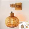 Vintage Japanese Bamboo Rattan Wall Lamp for Bedroom or Restaurant