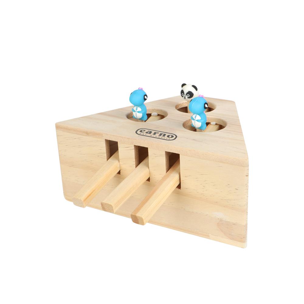 Wooden Cat Hunt Toy Catch Bite Indoor Funny Teasing With 3/5-holed Mouse Holes Pet Hit Hamster Cat Catching Mouse Pet Supplies Interactive Puzzle Toys