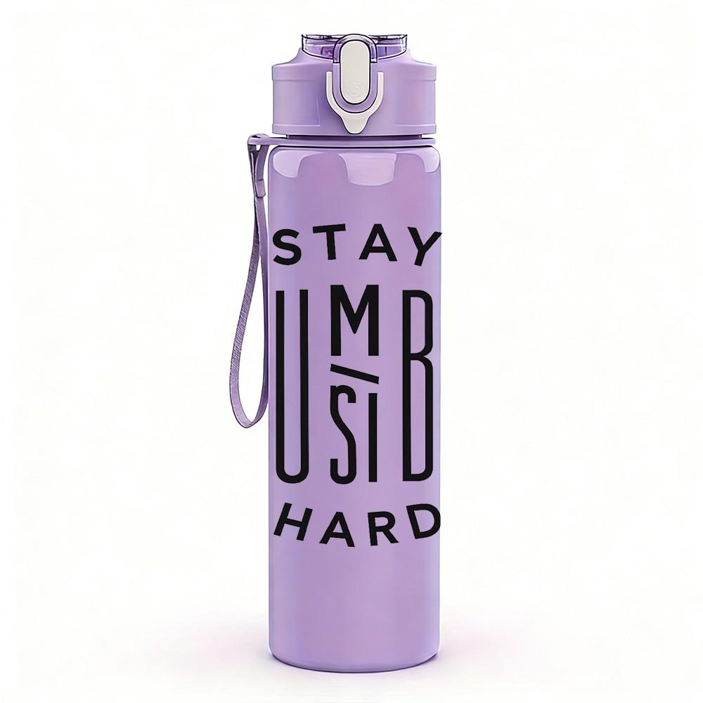 1PC Stay Humble Hard Text Print 750ml Color Plastic Sports Water Bottle Leakproof Flip Straw Lid Suitable for Sports Office Home Use