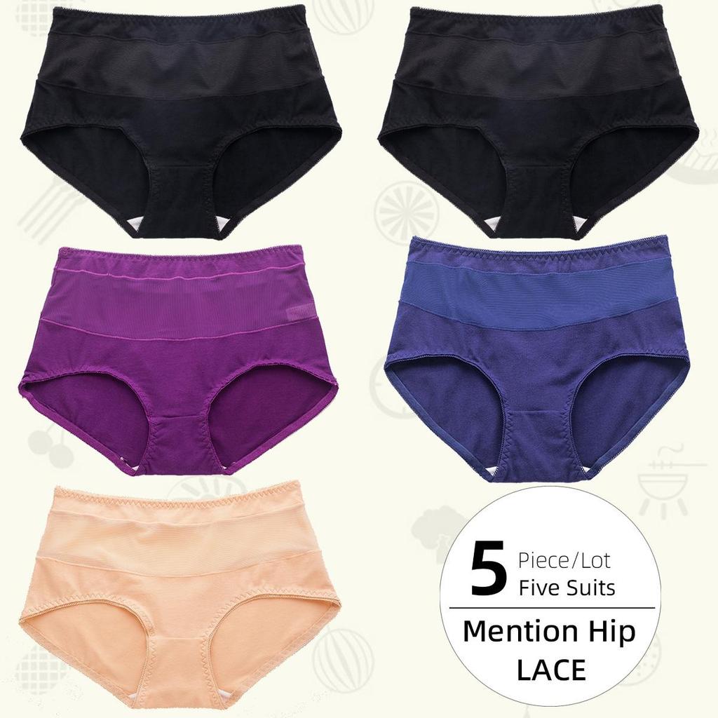 4-5Pieces/Lot Middle-High Waist Ligtweight and Breathable Sexy Semi-permeable Women Panty Lace Panties High Elasticity Comfortable Lady Underwear
