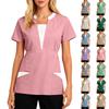 Women's Loose And Comfort V-Neck Casual Work Clothes Top Short Sleeve Shirt