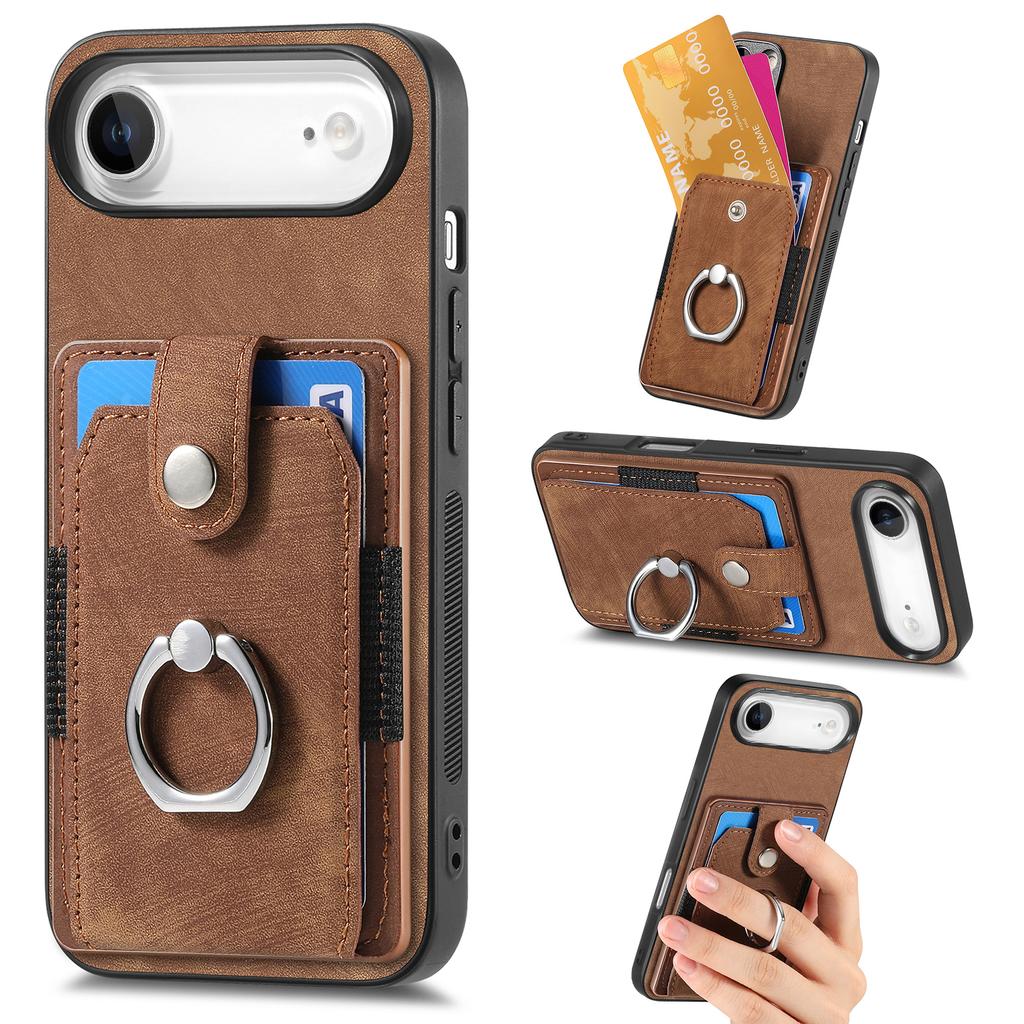 For iPhone Air Phone Case Leather Back Cover with Card Slots Kickstand