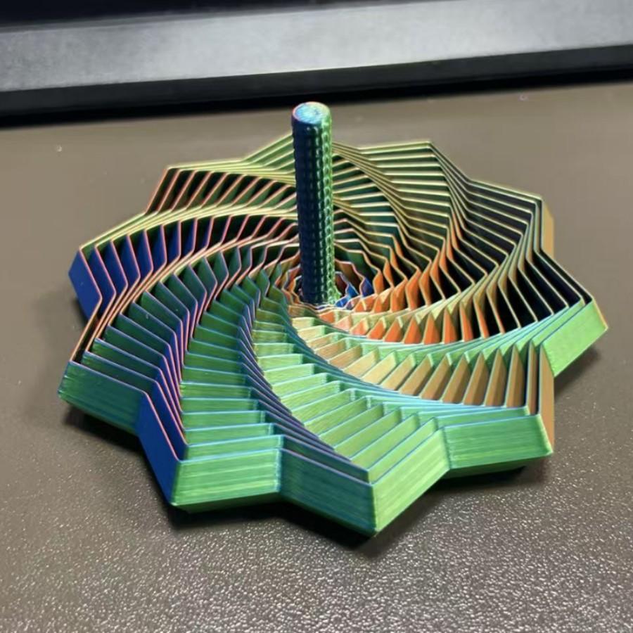 1PCS 3D Printed Decagonal Fingertip Decompression Soothing Toy with Handle To Expand Sensory Decompression Star-shaped Novelty Gyro