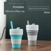 Силиконовая чашка для кофе, складная чашка для сжатой воды, карманная чашка, выдвижная бутылка для воды, чашка для воды с соломинкой, 350 мл