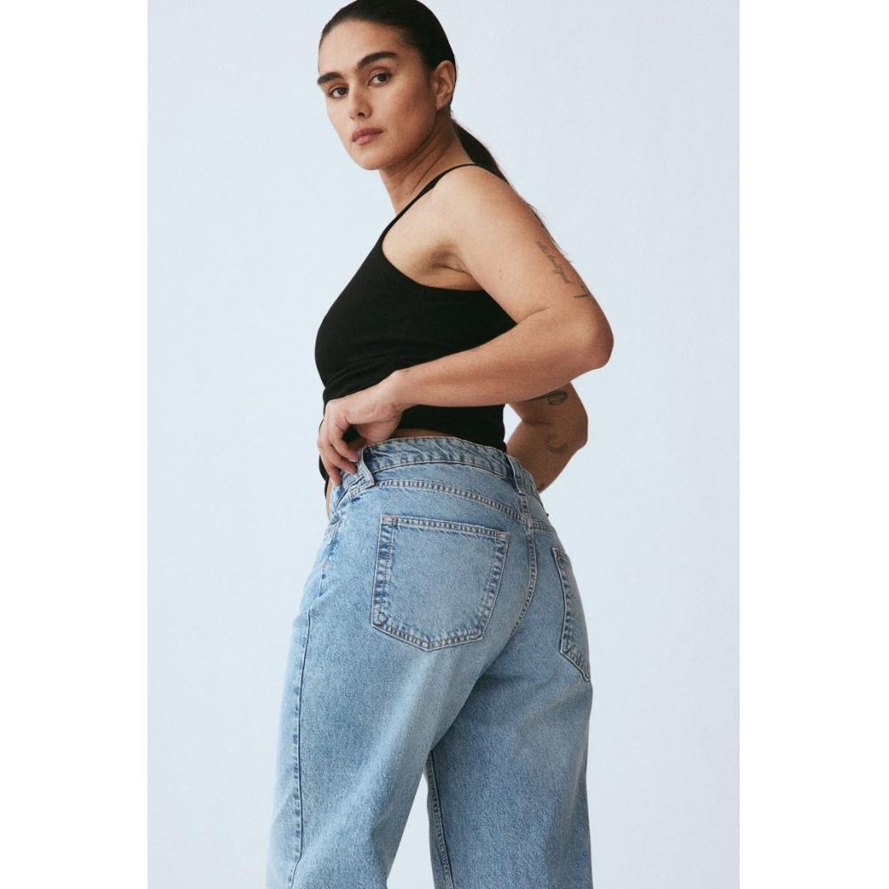 H M 90s Low Rise Baggy Jeans ligHt deniM Blue