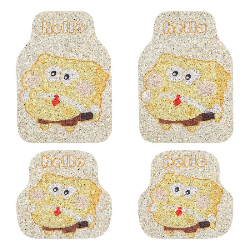 Car Foot Mat Cute Cartoon Main Driving Rear Row Cutting Wire Ring Girl Anti-Dirty Carpet Non Slip Abrasion Resistant Car Mats