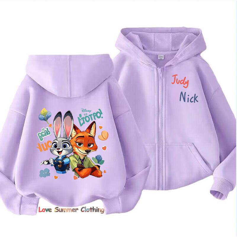 Zootopia Zip Up Hoodies for Kids Judy Nick Hooded Sweatshirt Boys Pullovers Cartoon Girls Hoodie Sportswear New Year Gift
