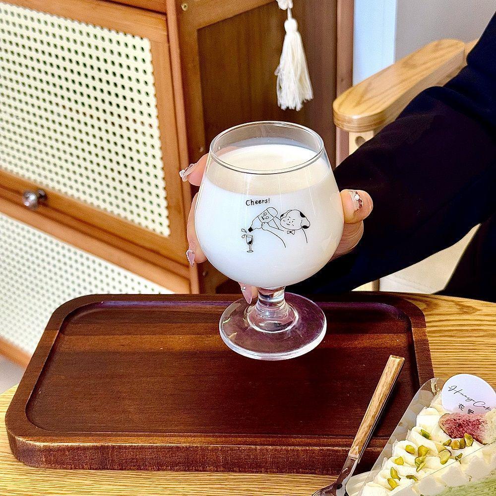 Korean Style Cute Puppy Glass Goblet: Dessert, Wine, Juice, Sparkling Water Cup