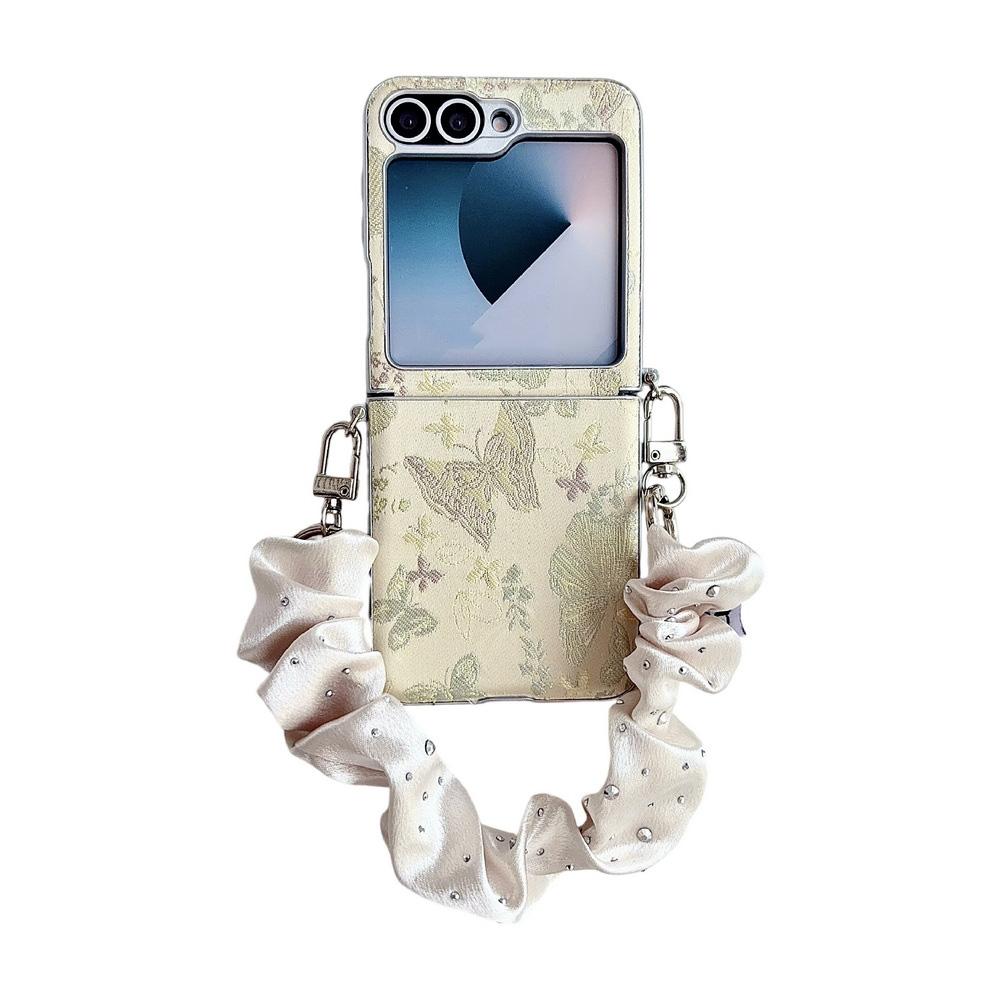 Embroidered Butterfly Phone Case for Samsung Z Flip 8 flip7 fe Galaxy Z Flip 7 6 5 Silver-edged Side Buckle Protective Cover