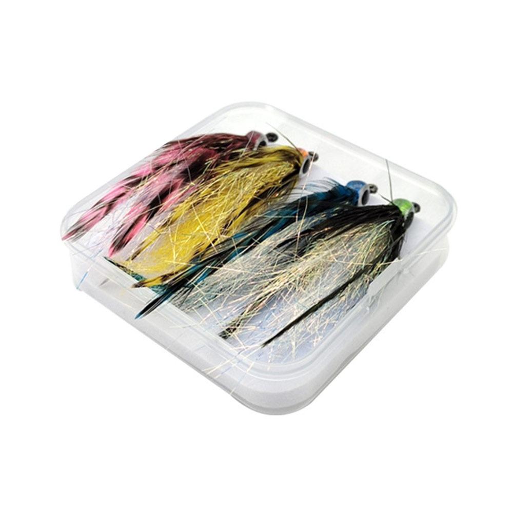4pcs Lifelike Baitfish Streamer Fly Grizzly Saddle Hackle Minnow Fly Pike Trout Bass Steelhead