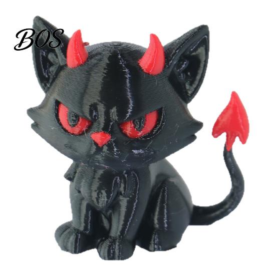 Unique Holiday Gifts for Cat Lovers 3D Printed Evil Ornament Car Dashboard, Creative Devil Black Gothic Style Home Decor Figurine, Desktop Decoration
