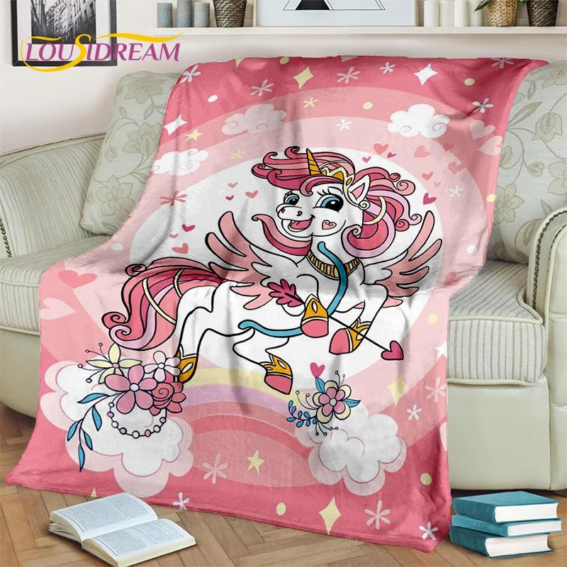 D Cartoon Unicorn Throw Blanket Soft Cozy Blanket for Home Bedroom Picnic Travel Perfect Kids Birthday Gift
