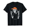 Cool Skeleton Funny Halloween Skull Art with Orange Hat T-Shirt