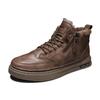 Men's Shoes Winter New High-Top Military Boots Fleece Lined Padded Warm Keeping Casual Shoes Versatile Work Waterproof Leather Shoes