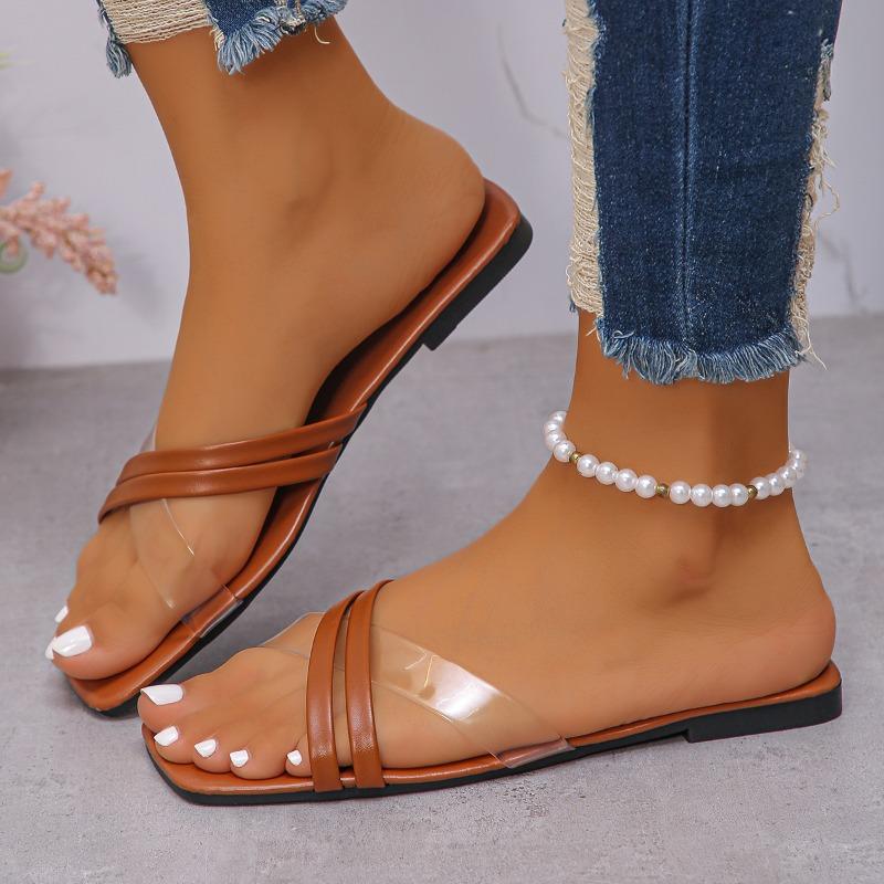 Женские туфли на плоской подошве с открытым носком, шлепанцы с открытой пяткой, брендовые пляжные шлепанцы, женская обувь 2025 года, тренд, летняя мода, ходьба, Zapatos Mujer