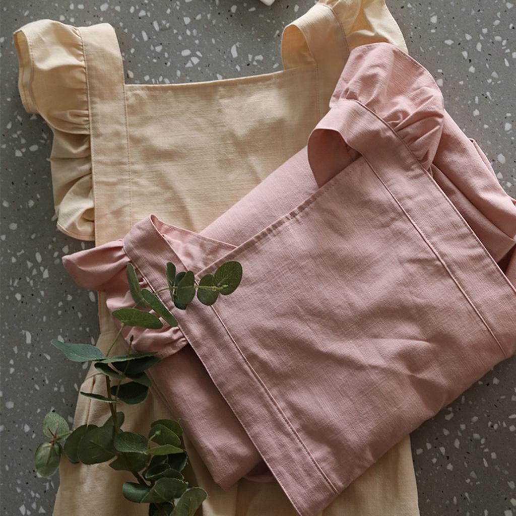 Стирать хлопок лен ретро кухонные фартуки цветочный магазин сад оборки рабочий чистый фартук для приготовления пищи выпечки ресторана женское платье