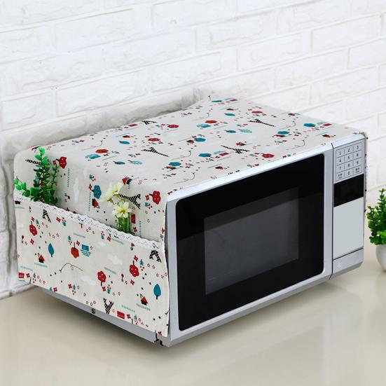 Складная пылезащитная крышка для микроволновой печи с боковым карманом, хлопок, лен, удобная сенсорная верхняя крышка для микроволновой печи, товары для дома