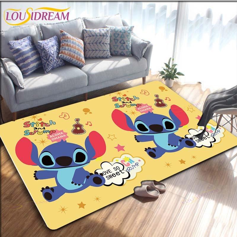 Мультяшный Аниме Стич Ковер для Гостиной Фигурка Напольные Коврики для Спальни Детский Игровой Ковер Кухня Ванная Нескользящий Коврик