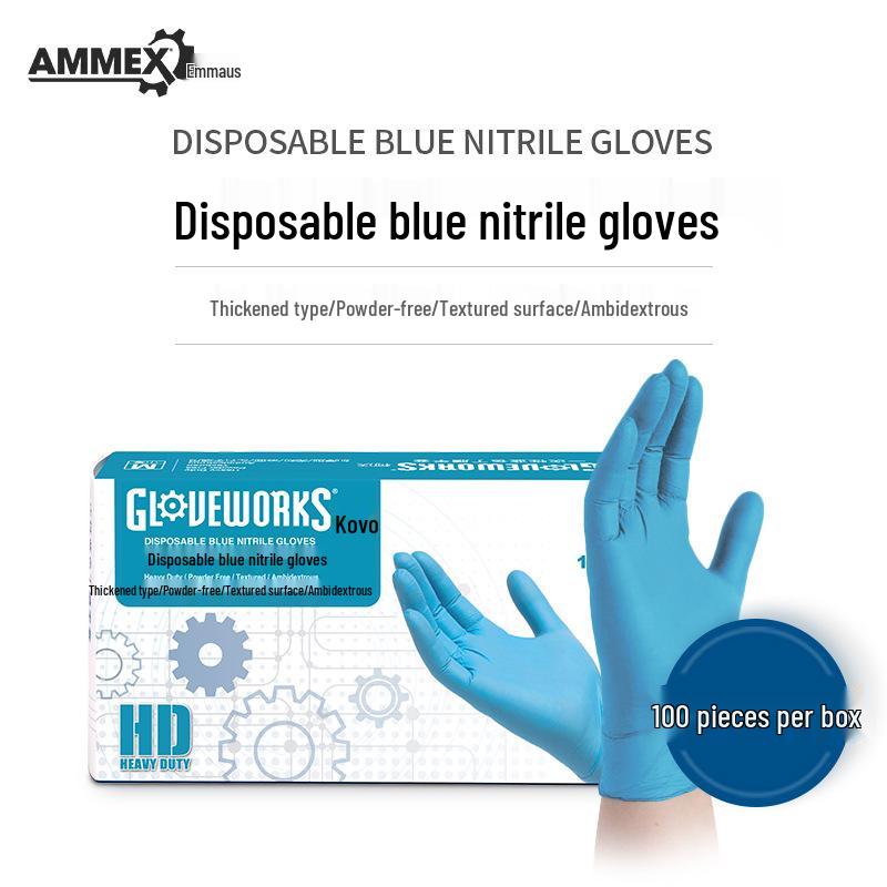 Aimas Blue Nitrile Disposable Protective Gloves – Thick, Durable, Food-Safe Inspection Gloves