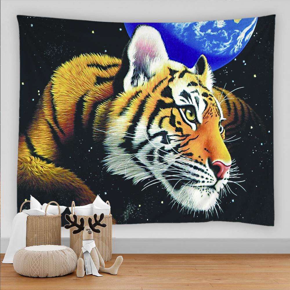 Гобелен с изображением волка, фон, психоделический настенный гобелен в этническом стиле для дома, гостиной, спальни, художественное украшение, пляжная подушка, гобелен