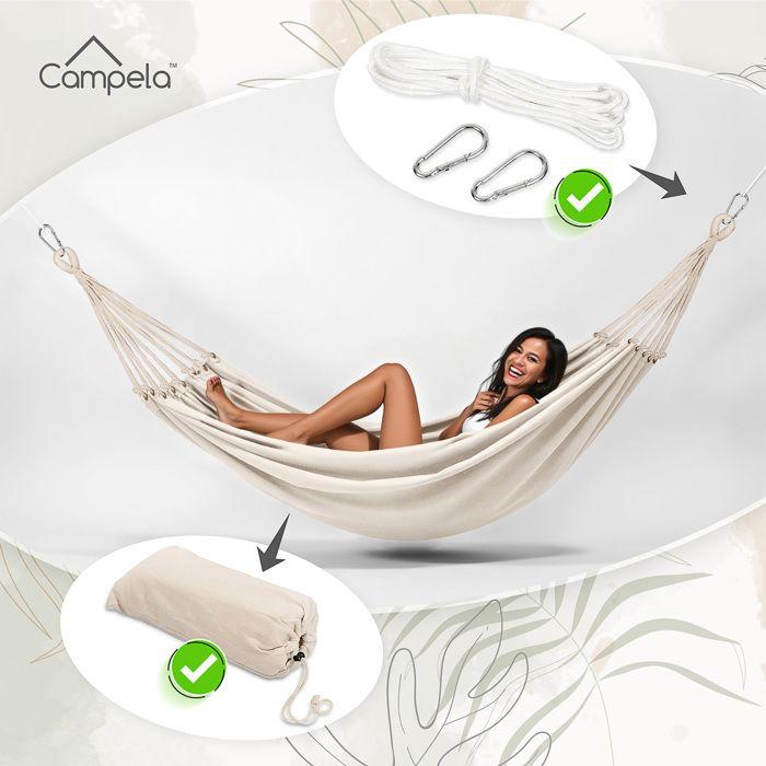 Hamak Ogrodowy Turystyczny Boho Dwuosobowy Torba 200x150cm 240kg Campela