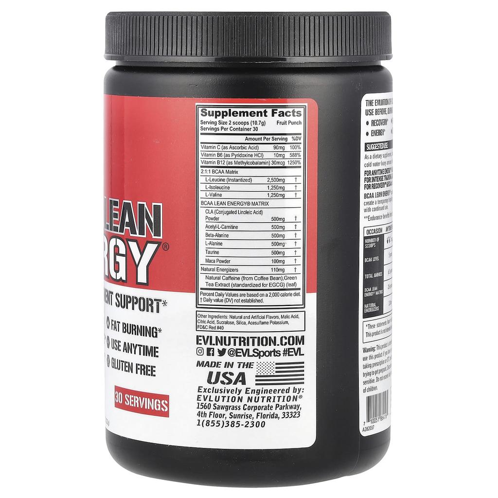 Bcaa Lean Energy, Fruit Punch, 321G(11.32Oz)