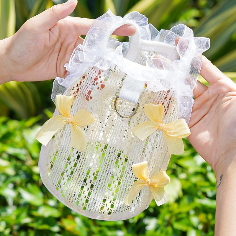 Pet Fairy Dress Cut-out Lace Vest Spring and Summer Dog Clothes Dog Clothes Cat Clothes Halter Top