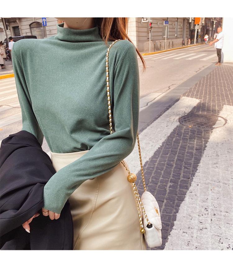 Женская облегающая мягкая футболка с длинным рукавом и высоким воротом