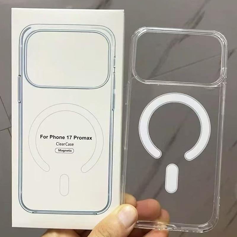 Прозрачный чехол для телефона для iPhone 17 Air 16 15 14 13 12 Pro Max Для беспроводной зарядки Magsafe Задняя крышка