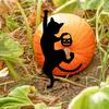 1Pc Iron Black Cat Garden Decoration Ground Plug, Halloween Garden Pile, Halloween Cat Logo, Dancing Cat Garden Decoration, Halloween Outdoor Decorat