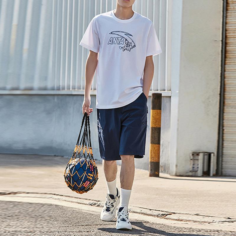 Anta Футболка с коротким рукавом и принтом логотипа баскетбольной серии, быстросохнущая, дышащая, унисекс, цвет чисто-белый 972321104-1