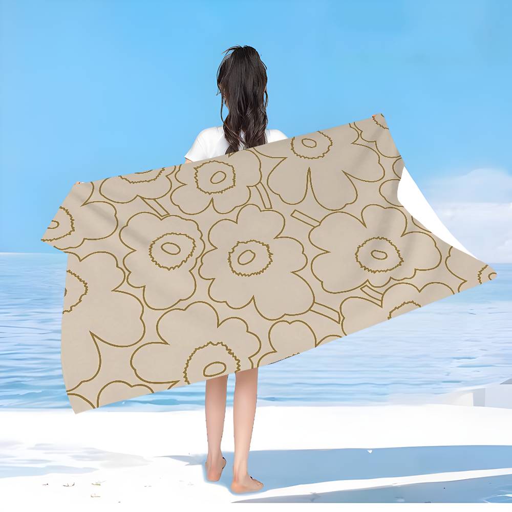 Marimekko-U-Unikko Цветы Микрофибра Пляжное полотенце Впитывающее Быстросохнущее Мягкое Полотенце для йоги, плавания, курорта, альпинизма