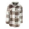 Fall Winter Women Jacket with Fake Pockets Contrast Color Plaid Print Plus Size