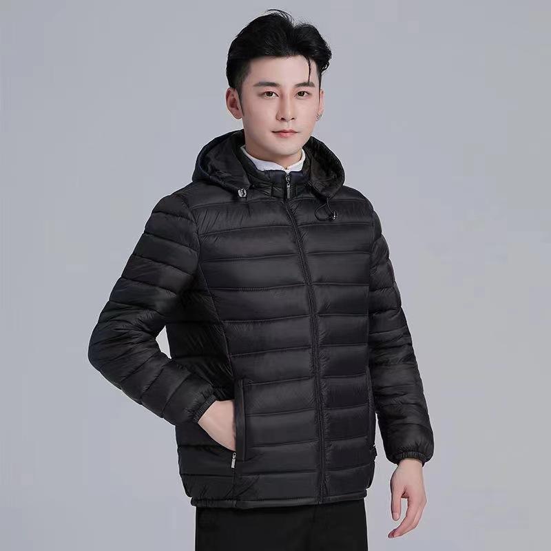 Light Down Cotton-padded Clothes Men's Short Hooded Warm Cotton Clothes Large Size Youth Autumn and Winter Jacket