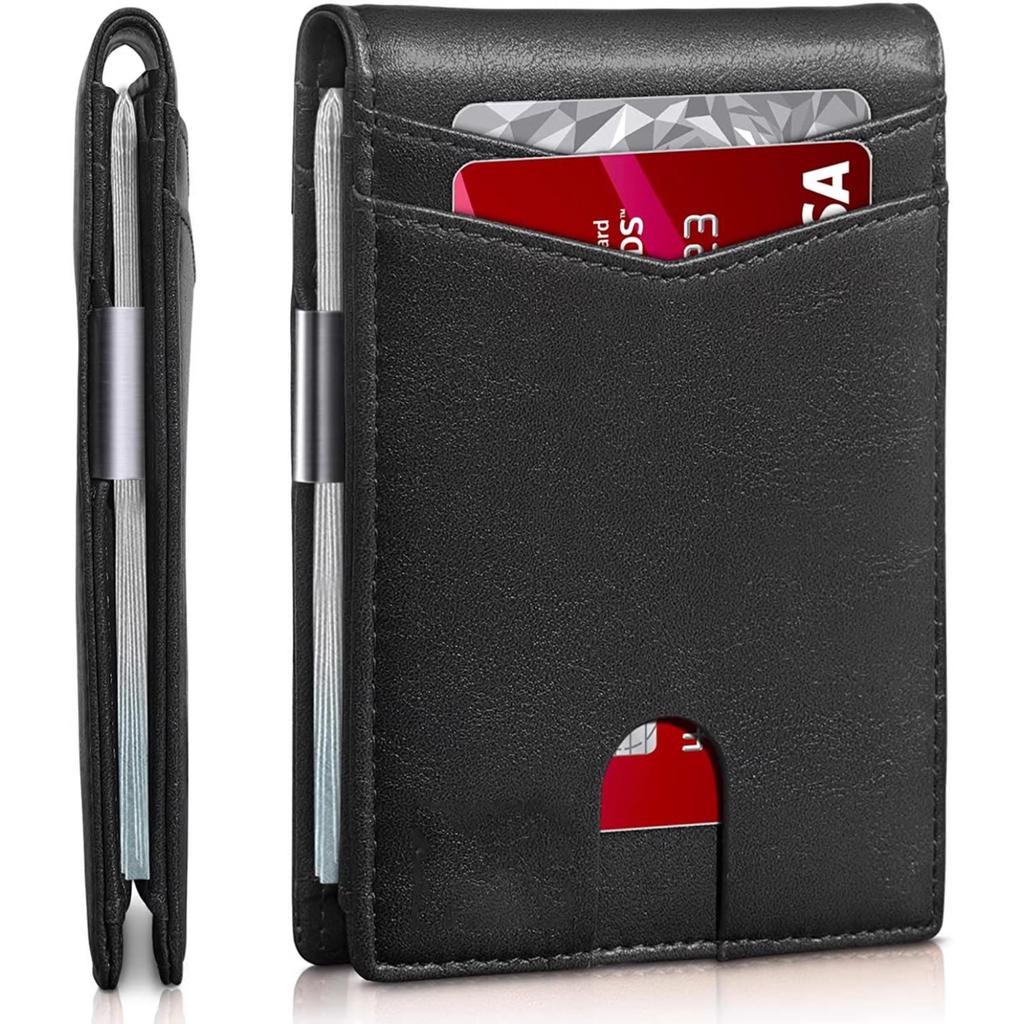 Men's Ultra-thin Wallet Europe and the United States Simple Casual RFID Dollar Clip Leather Card Bag Wallet Men Integrated