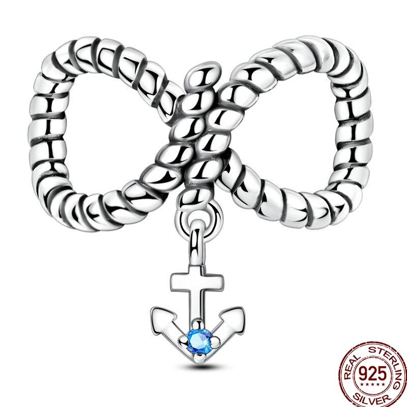 100% Copper Blue Shiny Zirconia Dark Cloud Butterfly Jewelry Beaded Pendant Fit 3Mm Bracelet Diy Jewelry Gift