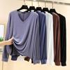 Loose V-neck Long Sleeve Women's Sun Protection T-shirt - Plus Size Summer Riding Top, Korean Style