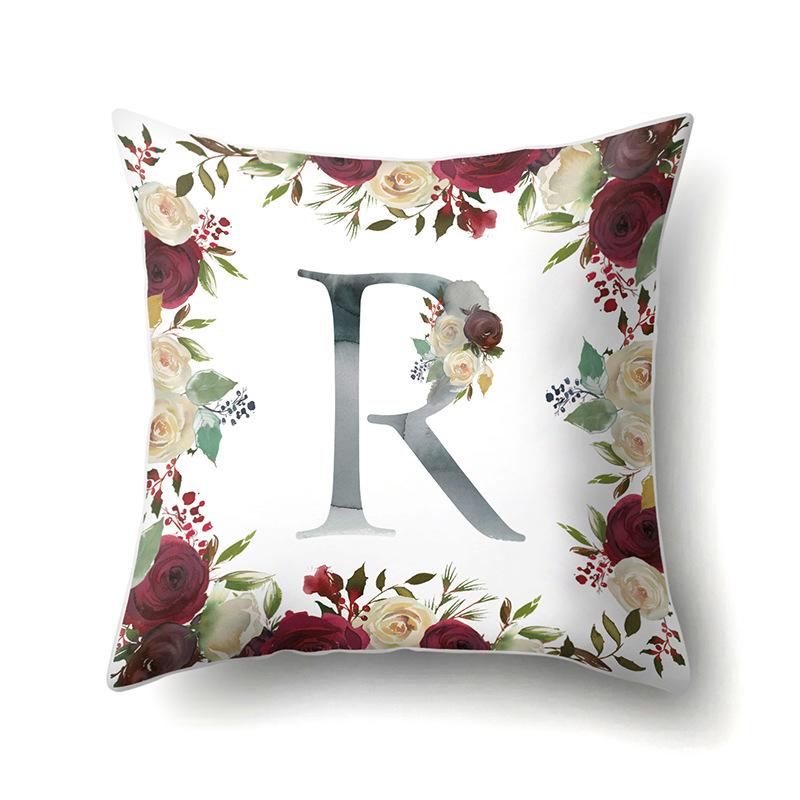 Полиэстеровая наволочка Американский Ретро Цветок Растение 26 Английских Букв Наволочка для Подушки Автомобильная Наволочка