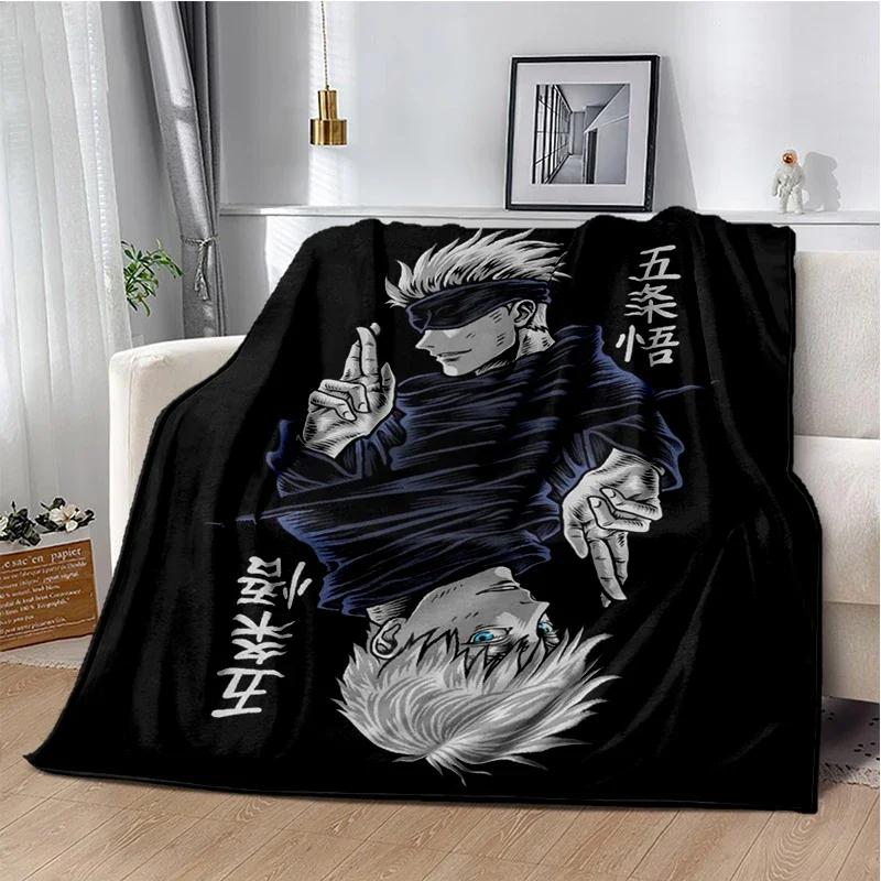 Супер Мягкий Плед с Мультфильмом Аниме Jujutsu Kaisen для Дивана, Кровати, Путешествий, Пикника. Идеальный Подарок на День Рождения