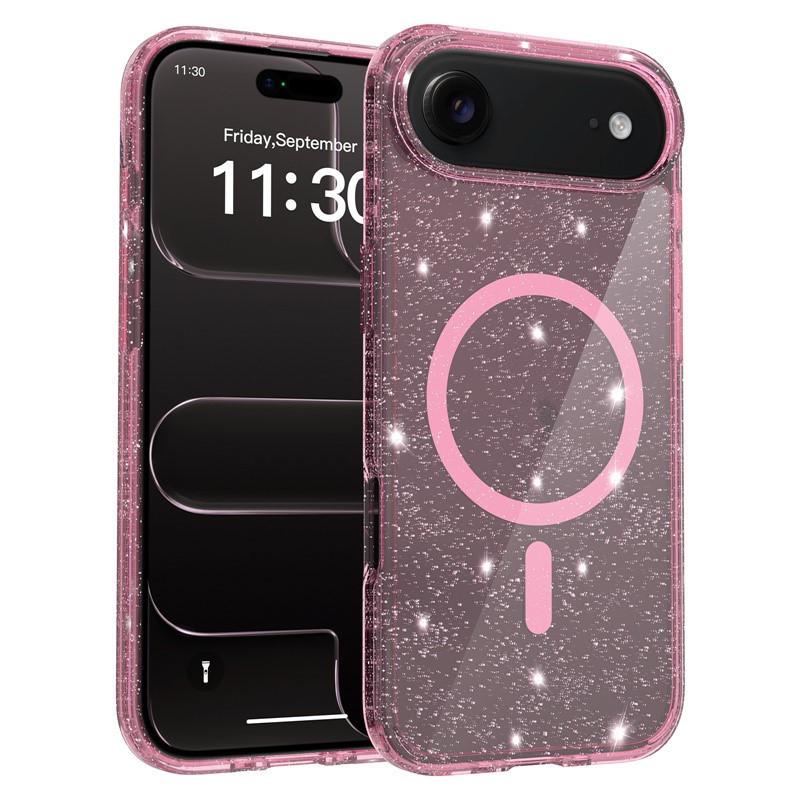 Магнитный чехол с блестками для iPhone 17 - Подходит для iPhone 12-17