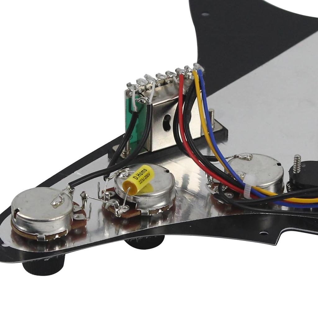 FLEOR Alnico 5 Prewired Strat Pickguard for Electric Guitar with 3 Pickups Black Single-Coil -
