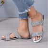 Rhinestone Heel Summer Flat Womens Slipper Open Toe Shoes Beach Slipper Outdoor And Casual Sandals