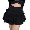 Goth Black Pleated Mini Skirt with Chain High Waisted Tennis Skirt