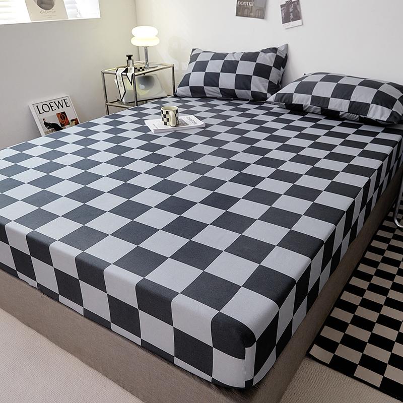 Хлопковая простыня однотонного цвета с эластичной лентой Нескользящий регулируемый наматрасник Мягкий удобный для двуспального размера King Queen Size