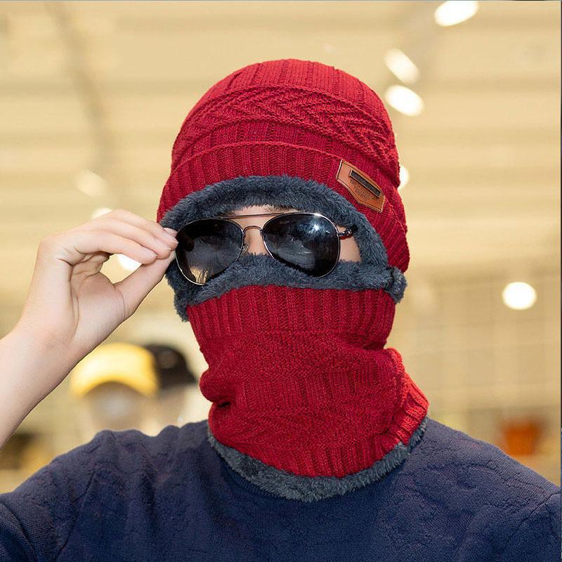 Треугольная вязаная шерстяная шапка для мужчин - на бархатной подкладке, утолщенная, теплая, морозостойкая, в корейском стиле, осенне-зимняя велосипедная кепка-пуловер