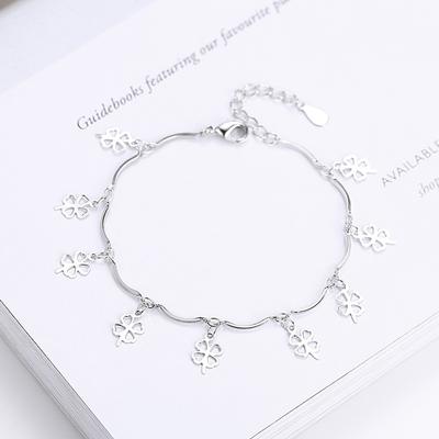 Женский браслет Lucky Leaf Grass с серебряным покрытием, японское и корейское издание, простое и индивидуальное изделие ручной работы