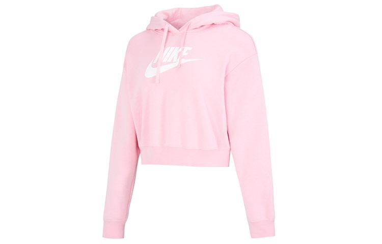 Nike Женская укороченная худи оверсайз с графическим принтом Club Fleece Розовый DQ5851-690