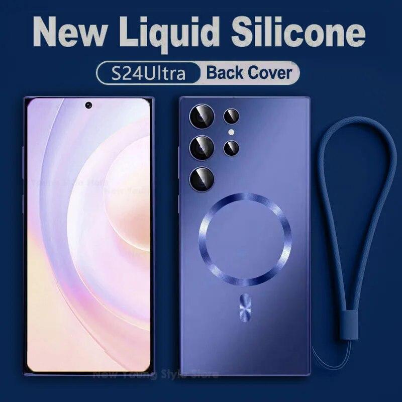 Чехол для телефона с беспроводной зарядкой для Samsung Galaxy S24 Ultra s23Plus Magsafe, магнитный силиконовый мягкий чехол для телефона